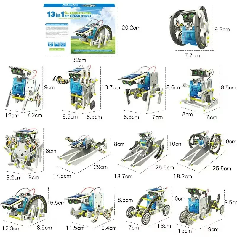 Solar Powered Robot Kit 14 In 1 - 13 In 1 Solar Robot Kit