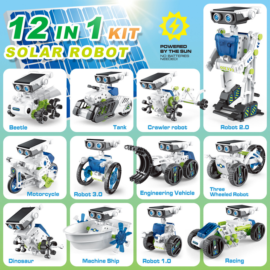 Solar Powered Robot Kit 14 In 1 - 21/14/7 in 1 Science Experiment Solar