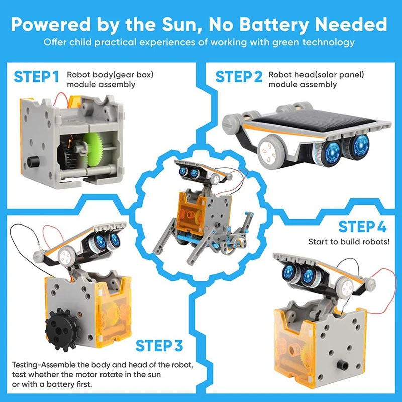 STEM Solar Robot Kits High-Tec - Solar Powered Robot Kit 14 In 1 评论和价格