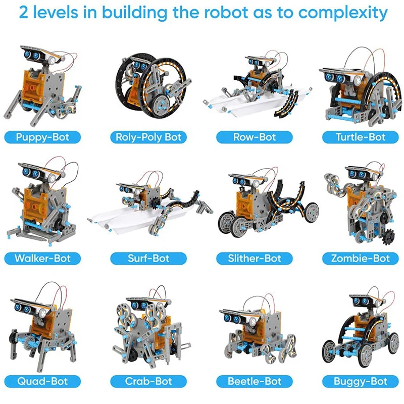 STEM Solar Robot Kits High-Tec - Solar Powered Robot Kit 14 In 1 评论和价格